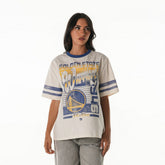 Golden State Warriors The Wild Collective Women's Vintage Drop Shoulder Oversized Boyfriend T-Shirt Cream outlet