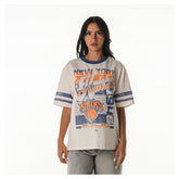 New York Knicks The Wild Collective Women's Vintage Drop Shoulder Oversized Boyfriend T-Shirt Cream