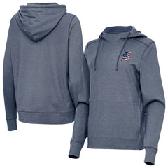 Detroit Tigers Antigua Women's Justice Stars and Stripes Team Logo Pullover Hoodie - Heather Navy Hoodies