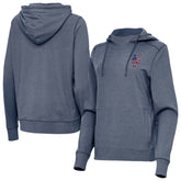 New York Mets Antigua Women's Justice Stars and Stripes Team Logo Pullover Hoodie - Heather Navy Hoodies