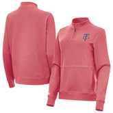Minnesota Twins Antigua Women's Crush Stars and Stripes Team Logo Quarter-Zip Pullover Top - Heather Red Pullover