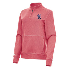 Colorado Rockies Antigua Women's Crush Stars and Stripes Team Logo Quarter-Zip Pullover Top - Heather Red Pullover