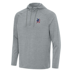 Detroit Tigers Antigua Spikes Stars and Stripes Team Logo Quarter-Zip Pullover Hoodie - Heather Gray Hoodies