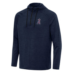 Los Angeles Angels Antigua Spikes Stars and Stripes Team Logo Quarter-Zip Pullover Hoodie - Heather Navy Hoodies