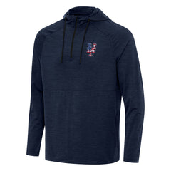 New York Mets Antigua Spikes Stars and Stripes Team Logo Quarter-Zip Pullover Hoodie - Heather Navy Hoodies