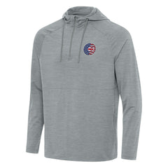Chicago Cubs Antigua Spikes Stars and Stripes Team Logo Quarter-Zip Pullover Hoodie - Heather Gray Hoodies
