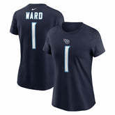 Cameron Ward Tennessee Titans Women's Name & Number T-Shirt - Navy T-shirts