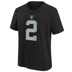 Ashton Jeanty Las Vegas Raiders Youth 2025 NFL Draft First Round Pick Name & Number T-Shirt - Black T-shirts