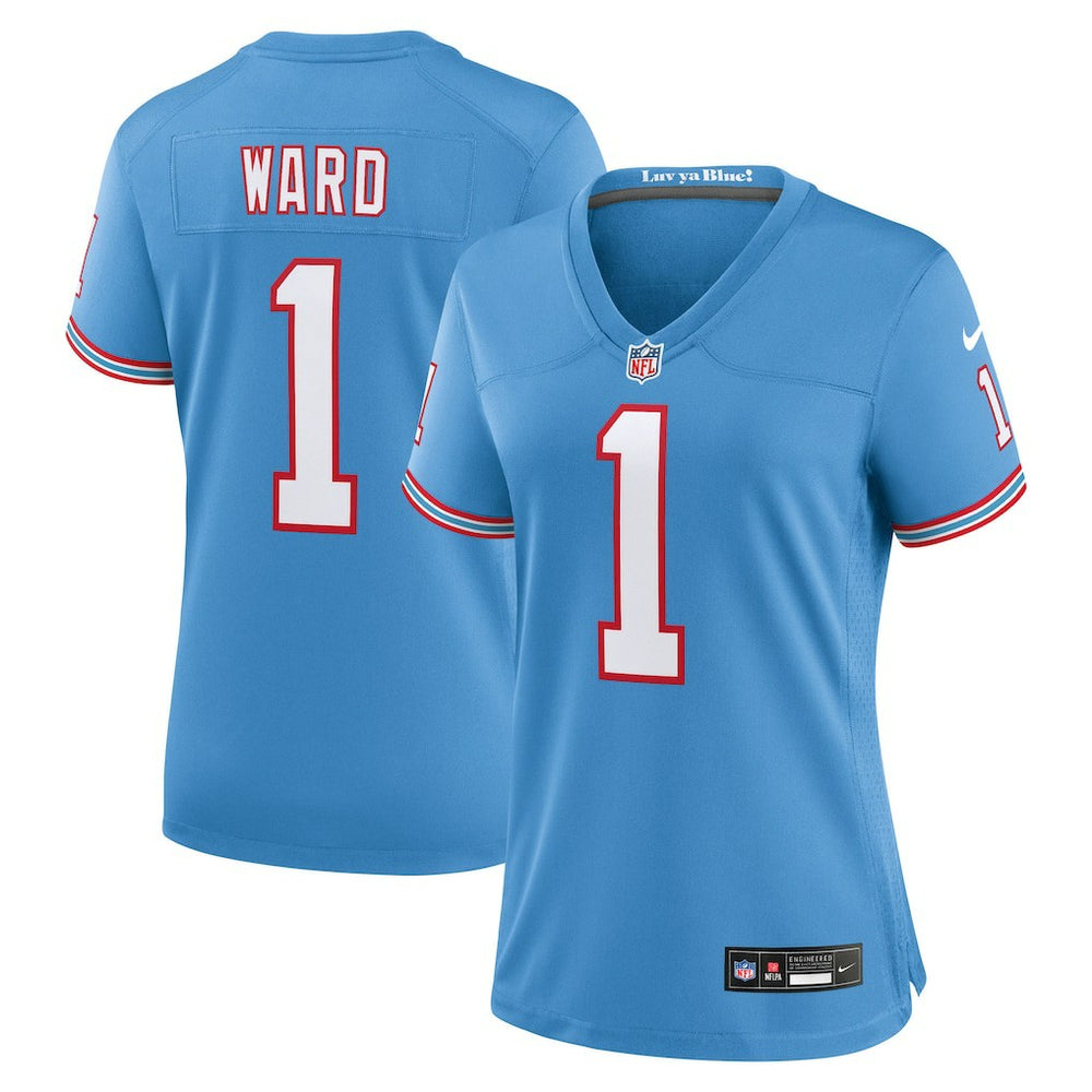 Cam Ward Tennessee Titans Women's 2025 NFL Draft 2nd Alternate Game Jersey - Light Blue Jerseys