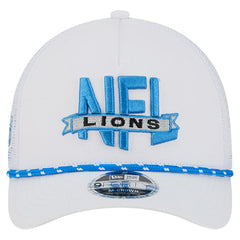 Detroit Lions New Era NFL 9FORTY A-Frame M-Crown Adjustable Trucker Hat - White Hats