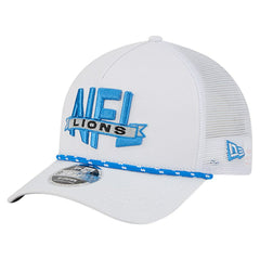 Detroit Lions New Era NFL 9FORTY A-Frame M-Crown Adjustable Trucker Hat - White Hats