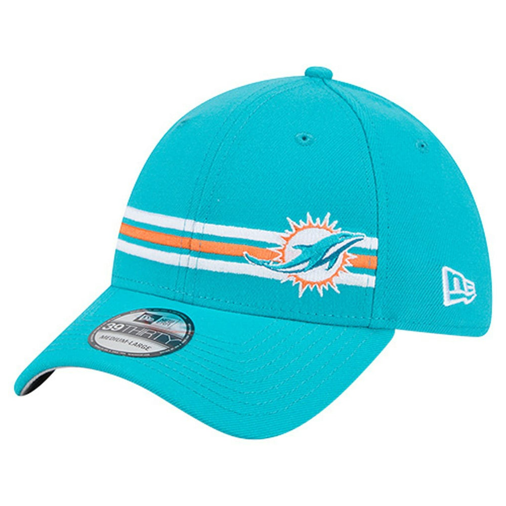 Miami Dolphins New Era Stripes 39THIRTY Flex Hat - Aqua Hats