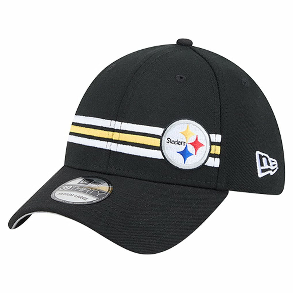 Pittsburgh Steelers New Era Stripes 39THIRTY Flex Hat - Black Hats