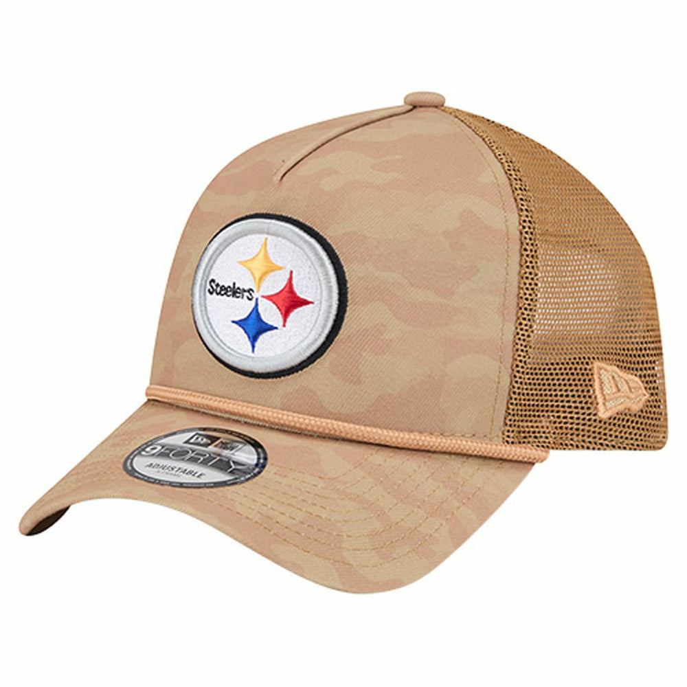 Pittsburgh Steelers New Era Wheat Camo 9FORTY Adjustable Hat - Tan Hats