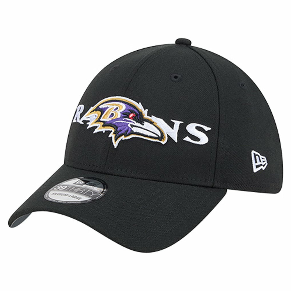 Baltimore Ravens New Era Overlap Logo 39THIRTY Stretch Fit Hat - Black Hats