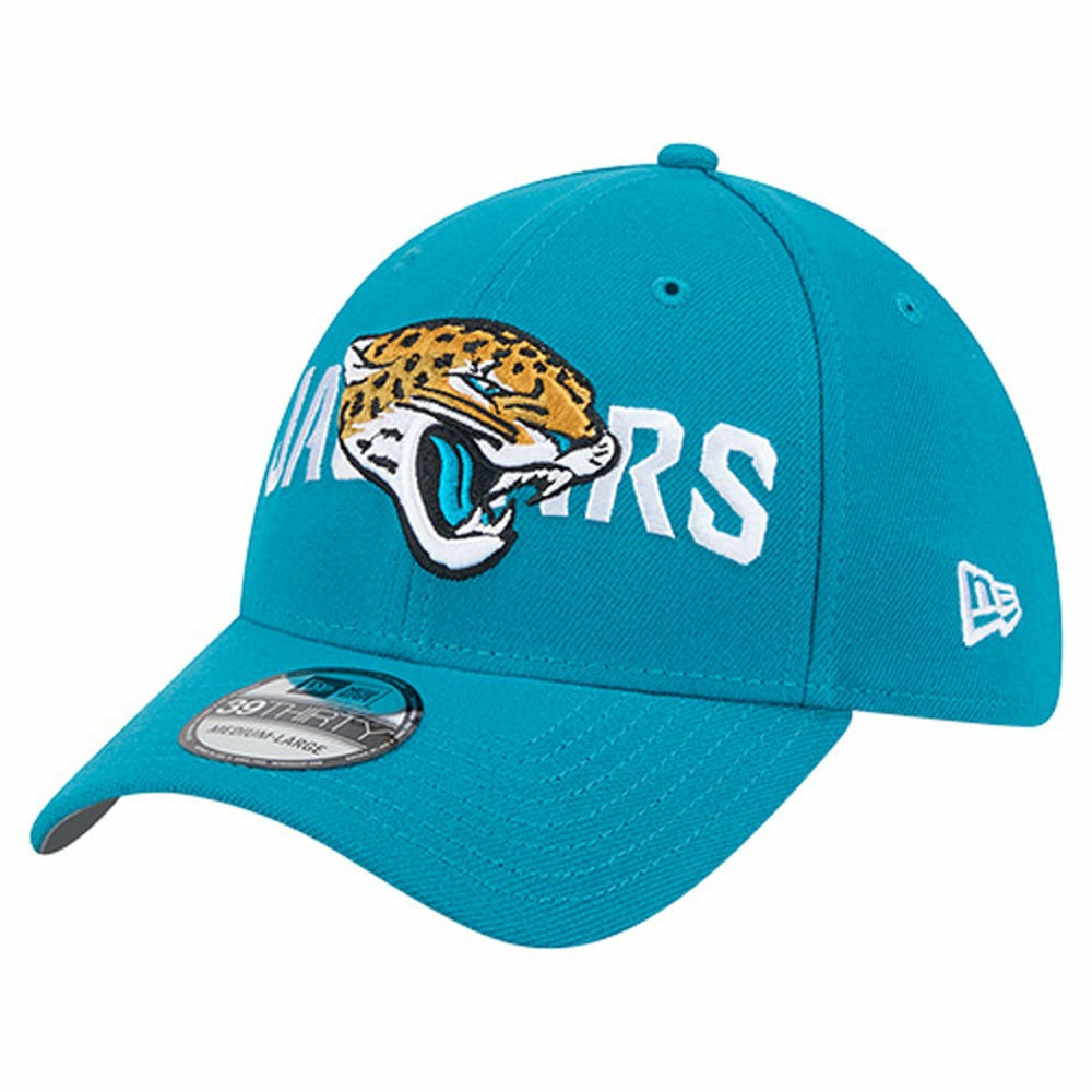 Jacksonville Jaguars New Era Overlap Logo 39THIRTY Stretch Fit Hat - Teal Hats