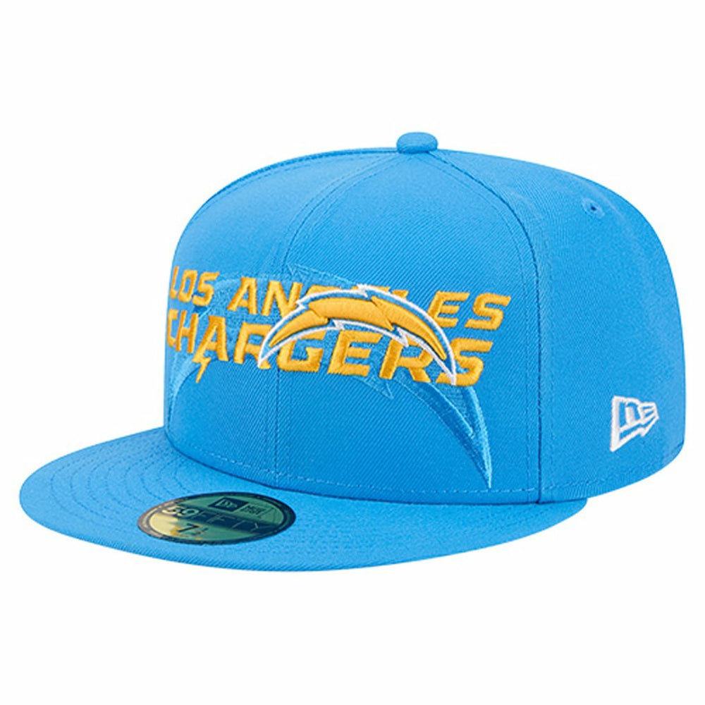 Los Angeles Chargers New Era Overlap Wordmark 59FIFTY Fitted Hat - Powder Blue Hats