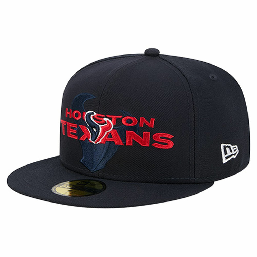 Houston Texans New Era Overlap Wordmark 59FIFTY Fitted Hat - Navy Hats