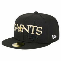 New Orleans Saints New Era Overlap Wordmark 59FIFTY Fitted Hat - Black Hats