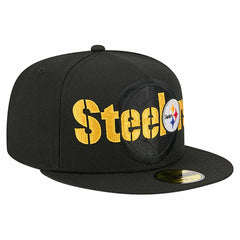 Pittsburgh Steelers New Era Overlap Wordmark 59FIFTY Fitted Hat - Black Hats