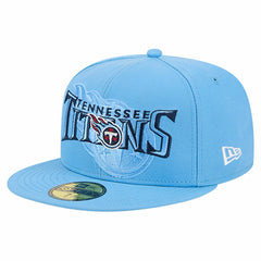 Tennessee Titans New Era Overlap Wordmark 59FIFTY Fitted Hat - Light Blue Hats