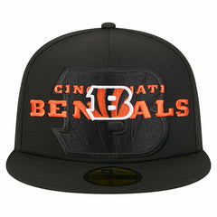 Cincinnati Bengals New Era Overlap Wordmark 59FIFTY Fitted Hat - Black Hats