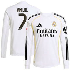 Vini Jr. Real Madrid 2025/26 Home Long Sleeve Jersey White - Adidas outlet