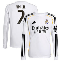 Vini Jr. Real Madrid Youth 2025/26 Home Replica Long Sleeve Jersey White - Adidas discount