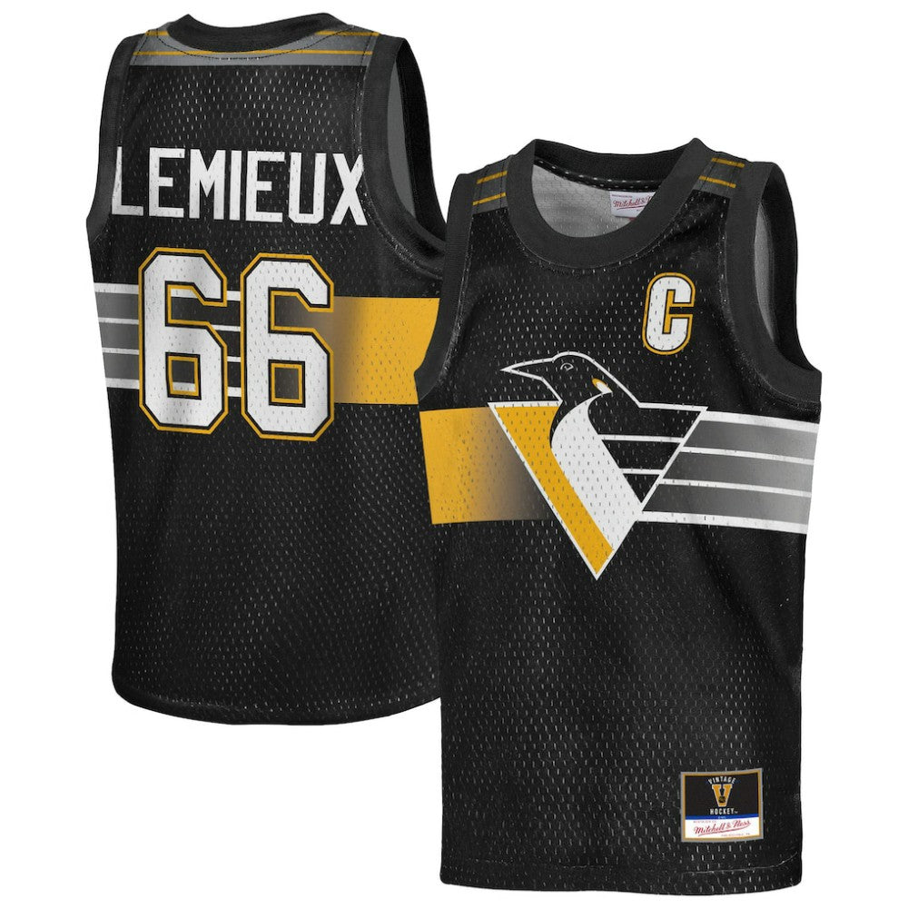 Mario Lemieux Pittsburgh Penguins Mitchell & Ness Youth Maxxed Out Fashion Basketball Jersey - Black | US 203133396