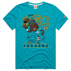 Travis Hunter Jacksonville Jaguars Homage Unisex Caricature Player Graphic Tri-Blend T-Shirt - Teal T-shirts