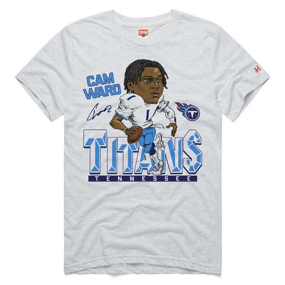 Cameron Ward Tennessee Titans Homage Unisex Caricature Player Graphic Tri-Blend T-Shirt - Ash T-shirts