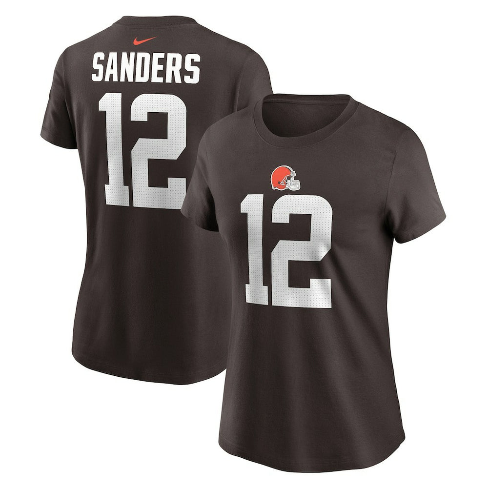 Shedeur Sanders Cleveland Browns Women's 2025 NFL Draft Name & Number T-Shirt - Brown T-shirts