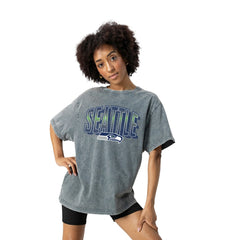 Seattle Seahawks Gameday Couture Women's Peak Performance Oversized Snow Wash T-Shirt - Gray T-shirts