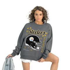 Pittsburgh Steelers Gameday Couture Women's Ready to Rumble Premium Fleece Pullover Sweatshirt - Gray Pullover
