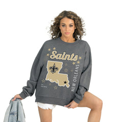 New Orleans Saints Gameday Couture Women's Ready to Rumble Premium Fleece Pullover Sweatshirt - Gray Pullover