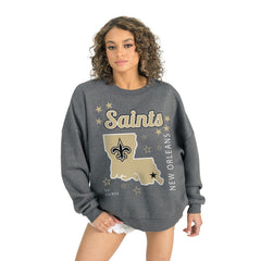 New Orleans Saints Gameday Couture Women's Ready to Rumble Premium Fleece Pullover Sweatshirt - Gray Pullover