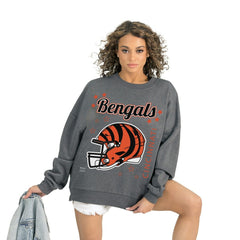 Cincinnati Bengals Gameday Couture Women's Ready to Rumble Premium Fleece Pullover Sweatshirt - Gray Pullover
