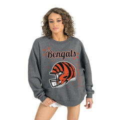 Cincinnati Bengals Gameday Couture Women's Ready to Rumble Premium Fleece Pullover Sweatshirt - Gray Pullover