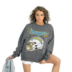 Los Angeles Chargers Gameday Couture Women's Ready to Rumble Premium Fleece Pullover Sweatshirt - Gray Pullover