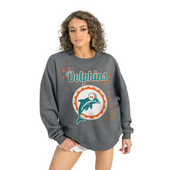 Miami Dolphins Gameday Couture Women's Ready to Rumble Premium Fleece Pullover Sweatshirt - Gray Pullover