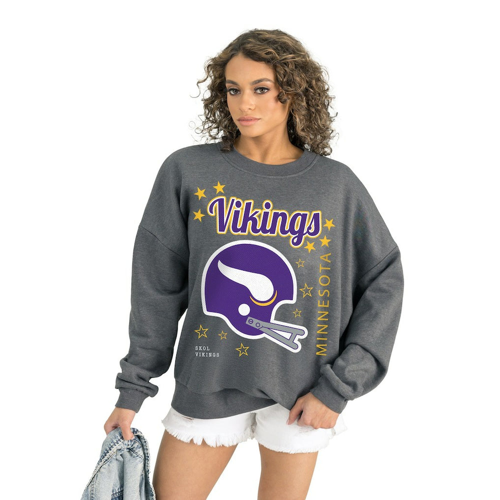 Minnesota Vikings Gameday Couture Women's Ready to Rumble Premium Fleece Pullover Sweatshirt - Gray Pullover