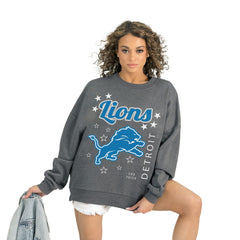 Detroit Lions Gameday Couture Women's Ready to Rumble Premium Fleece Pullover Sweatshirt - Gray Pullover