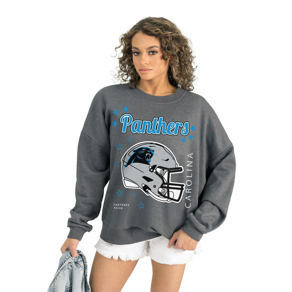 Carolina Panthers Gameday Couture Women's Ready to Rumble Premium Fleece Pullover Sweatshirt - Gray Pullover