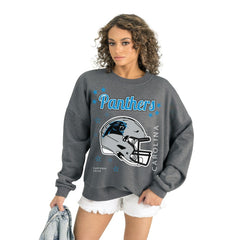 Carolina Panthers Gameday Couture Women's Ready to Rumble Premium Fleece Pullover Sweatshirt - Gray Pullover