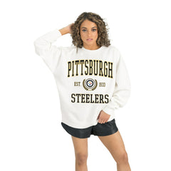 Pittsburgh Steelers Gameday Couture Women's Timeless Triumph Premium Fleece Pullover Sweatshirt - White Pullover