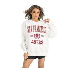 San Francisco 49ers Gameday Couture Women's Timeless Triumph Premium Fleece Pullover Sweatshirt - White Pullover