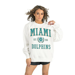 Miami Dolphins Gameday Couture Women's Timeless Triumph Premium Fleece Pullover Sweatshirt - White Pullover