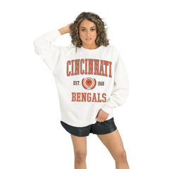 Cincinnati Bengals Gameday Couture Women's Timeless Triumph Premium Fleece Pullover Sweatshirt - White Pullover