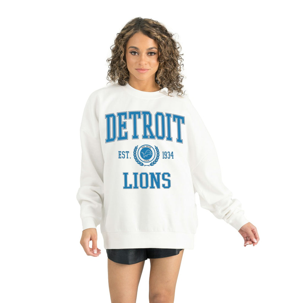 Detroit Lions Gameday Couture Women's Timeless Triumph Premium Fleece Pullover Sweatshirt - White Pullover