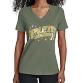 Athletics Starter Women's Fireworks Team Name V-Neck T-Shirt - Green T-shirts